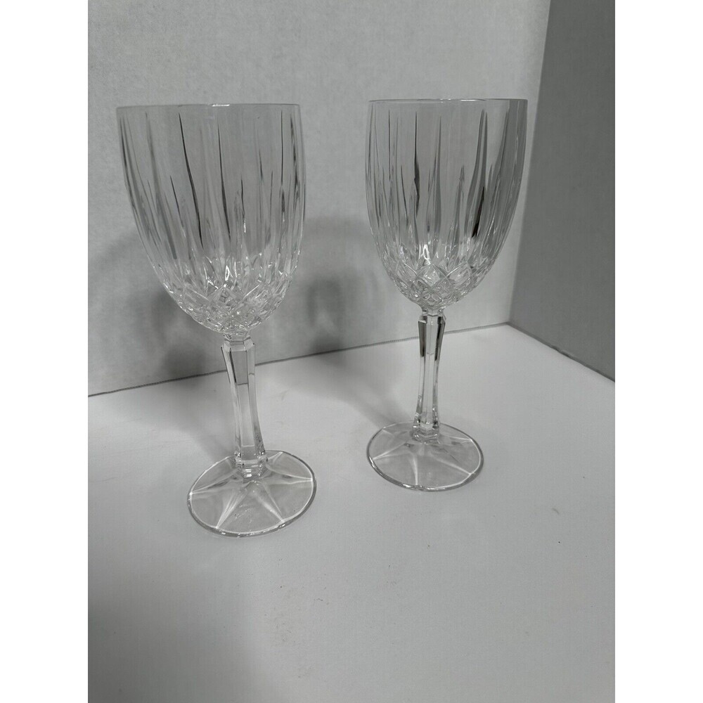 Gorham Crystal Regalta‎ Water Wine Goblet Glass Two 8.5” Tall